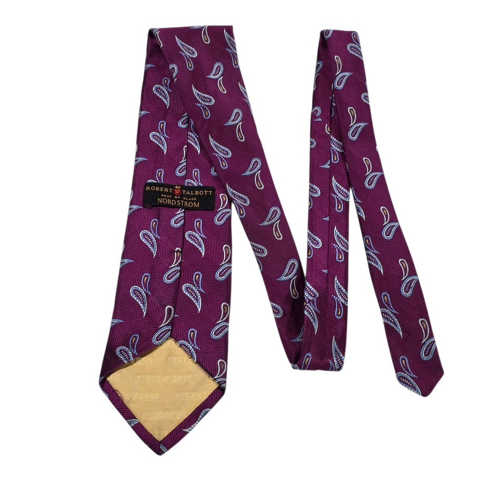 Robert Talbott Best of Class Mens Paisley Silk Tie Burgundy Blue Necktie Formal‎